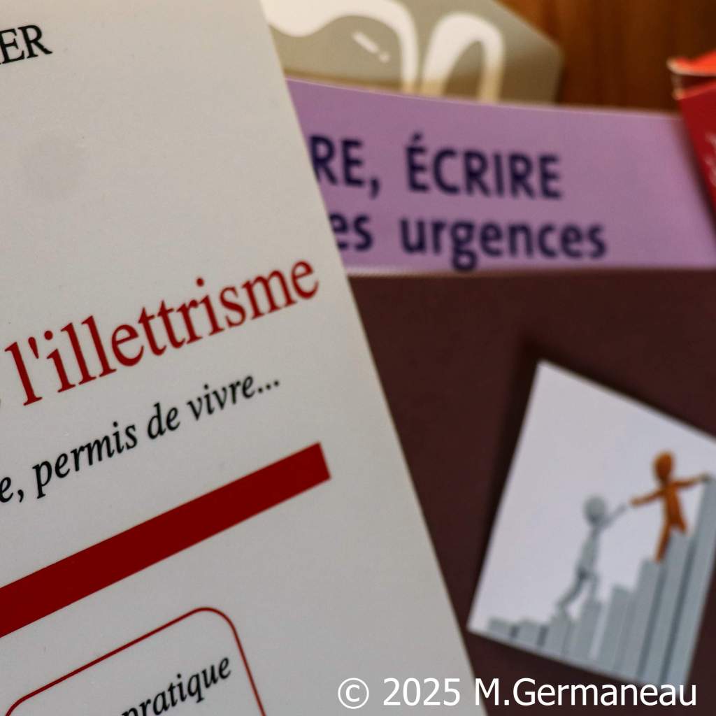 Composition avec des ouvrages de référence dans le domaine de l'illettrisme